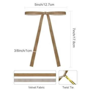 SIMISI 24 Pcs Khaki Velvet Christmas Tree Bows