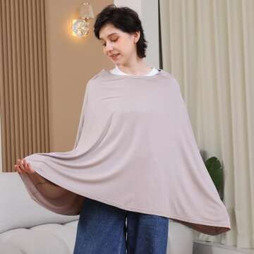 Seejoy Multi-use Nursing Cover for Breastfeeding, 360°Full Coverage Nursing Poncho, Rayon Soft & Br...