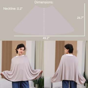 Seejoy Multi-use Nursing Cover for Breastfeeding, 360°Full Coverage Nursing Poncho, Rayon Soft & Breathable Breastfeeding Cover up (Smooth Rayon, Warm Taupe)