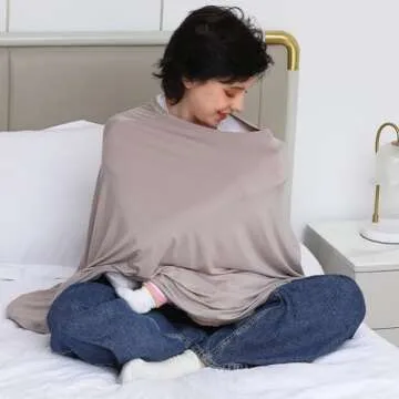 Seejoy Multi-use Nursing Cover for Breastfeeding, 360°Full Coverage Nursing Poncho, Rayon Soft & Breathable Breastfeeding Cover up (Smooth Rayon, Warm Taupe)
