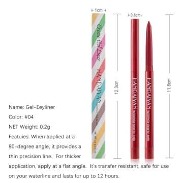 DekRion Waterproof Eyeliner Pencil: High-Pigmented Colors for Women