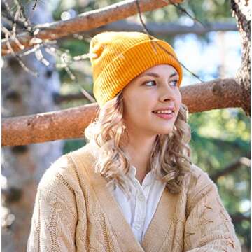 Connectyle Classic Men's Warm Winter Hats Acrylic Knit Cuff Beanie Cap Daily Beanie Hat (Gold)