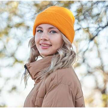 Connectyle Classic Men's Warm Winter Hats Acrylic Knit Cuff Beanie Cap Daily Beanie Hat (Gold)