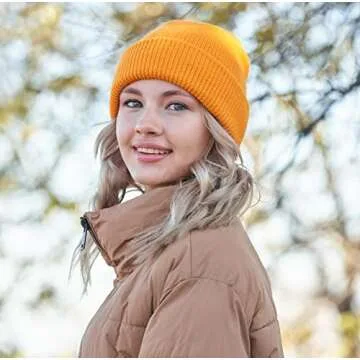 Connectyle Classic Men's Warm Winter Hats Acrylic Knit Cuff Beanie Cap Daily Beanie Hat (Gold)