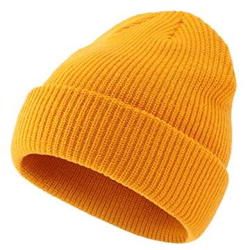 Connectyle Classic Men's Warm Winter Hats Acrylic Knit Cuff Beanie Cap Daily Beanie Hat (Gold)