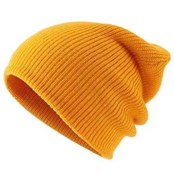 Connectyle Classic Men's Warm Winter Hats Acrylic Knit Cuff Beanie Cap Daily Beanie Hat (Gold)