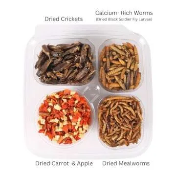 Hedgehog Treat Variety Pack - Healthy Natural Treat Assortment - Dried Mealworms, Dried Black Soldier Fly Larvae, Dried Crickets, Dried Apples & Carrots - Sampler Variety Value Package