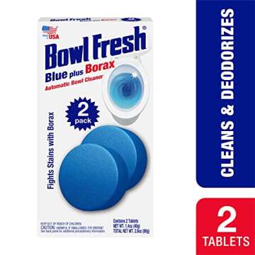 Bowl Fresh Blue plus Borax Automatic Toilet Bowl Cleaner Tablets, Toilet Freshener Tablets with Bora...