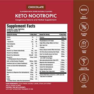 Perfect Keto Nootropic Brain Support, Caffeine Free Focus and Energy Supplement with Alpha Lipoic Ac...
