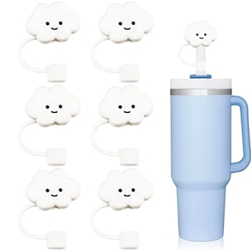 Baseola Straw Tip Covers, Dust-Proof Straw Cap Toppers, Reusable Silicone Soft Protector Cover for 0...