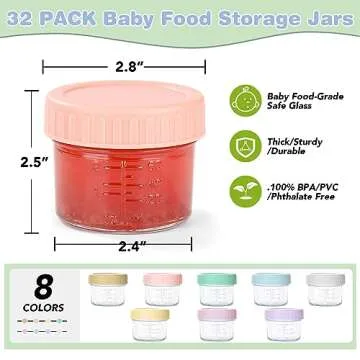 RowinsyDD 32-Pack Glass Baby Food Jars - 4oz Leakproof