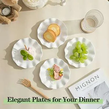 6 Inch Porcelain Appetizer Plates Set of 18, Small Dinner Plates, Dessert Salad Plates, White Wave Shaped Serving Dishes for Cake, Snack, Ice Cream, Waffles, Microwave, Oven, and Dishwasher Safe