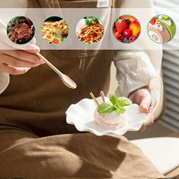 6 Inch Porcelain Appetizer Plates Set of 18, Small Dinner Plates, Dessert Salad Plates, White Wave Shaped Serving Dishes for Cake, Snack, Ice Cream, Waffles, Microwave, Oven, and Dishwasher Safe