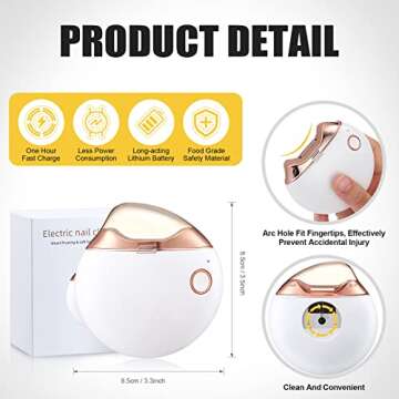 Minatee Automatic Nail Clipper, Electric Nail Clippers Safety Fingernail Cutter Nail Trimmer Scissors Gift for Caregivers, Elderly, Adults, Children, Care Communities(White)