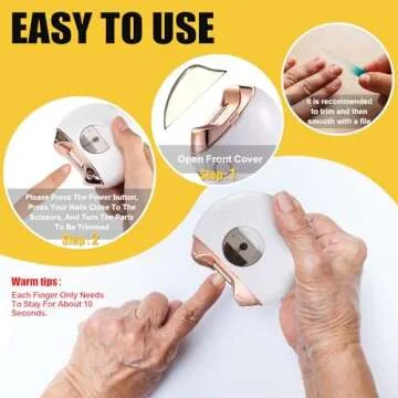 Minatee Automatic Nail Clipper, Electric Nail Clippers Safety Fingernail Cutter Nail Trimmer Scissors Gift for Caregivers, Elderly, Adults, Children, Care Communities(White)