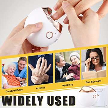 Minatee Automatic Nail Clipper, Electric Nail Clippers Safety Fingernail Cutter Nail Trimmer Scissors Gift for Caregivers, Elderly, Adults, Children, Care Communities(White)