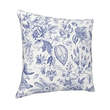 Yinzaishe Blue Floral Pillow Cover for Home Decor