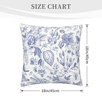 Yinzaishe Blue Floral Pillow Cover for Home Decor