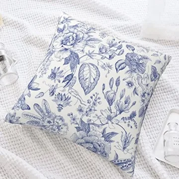 Yinzaishe Blue Floral Pillow Cover for Home Decor