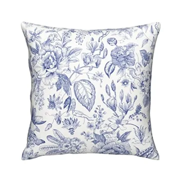 Yinzaishe Blue Floral Pillow Cover for Home Decor