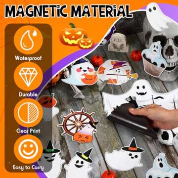 Kanayu 16 Pcs Cruise Door Decorations Halloween Cruise Door Decorations Magnetic Halloween Car Magnets Anchor Life Preserver Pumpkin Bats Ghost Magnets for Carnival Cruise Car Locker (Ghost)