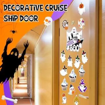 Kanayu 16 Pcs Cruise Door Decorations Halloween Cruise Door Decorations Magnetic Halloween Car Magnets Anchor Life Preserver Pumpkin Bats Ghost Magnets for Carnival Cruise Car Locker (Ghost)