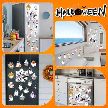 Kanayu 16 Pcs Cruise Door Decorations Halloween Cruise Door Decorations Magnetic Halloween Car Magnets Anchor Life Preserver Pumpkin Bats Ghost Magnets for Carnival Cruise Car Locker (Ghost)