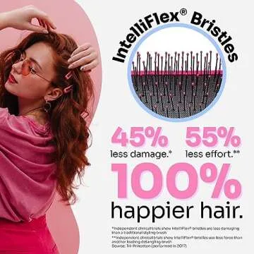 Wet Brush Paddle Detangler Hair Brush, Pink - Ultra-Soft IntelliFlex Bristles with AquaVent Design – Great For Hair Treatments - Pain-Free Brush For Women, Men, Wet Dry Damaged Hair