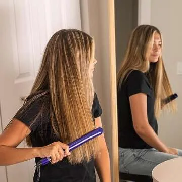 The Miss Priss 1" Flat Iron Hair Straightener | for All Hair Types | Infrared Technology | Tourmaline Infused Ceramic Plates | Purple