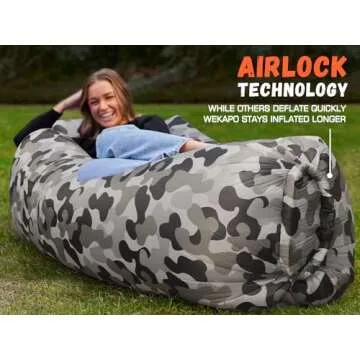 WEKAPO Inflatable Lounger Air Sofa Hammock-Portable,Water Proof& Anti-Air Leaking Design-Ideal Couch for Backyard Lakeside Beach Traveling Camping Picnics & Music Festivals (Camouflage)