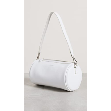 Brandon Blackwood Bianca White Leather Duffle Bag Silver Hardware