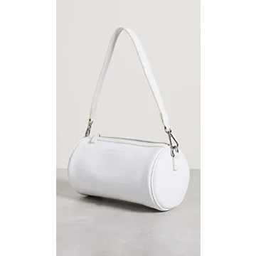 Brandon Blackwood Bianca White Leather Duffle Bag Silver Hardware