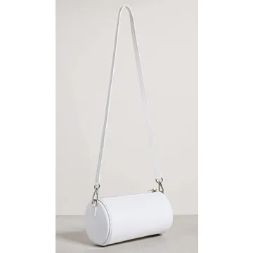 Brandon Blackwood Bianca White Leather Duffle Bag Silver Hardware