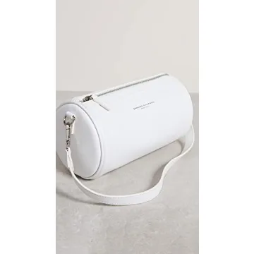 Brandon Blackwood Bianca White Leather Duffle Bag Silver Hardware