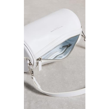 Brandon Blackwood Bianca White Leather Duffle Bag Silver Hardware