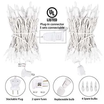 Minetom Clear Christmas String Lights 100 Count 26.5 Feet Incandescent Bulb Mini Lights for Indoor Xmas Tree Garland Birthday Wedding Party Festival Decoration, 2 Pack White Wire