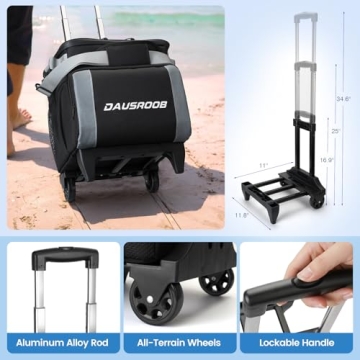 DAUSROOB Insulated Rolling Cooler Bag for Outdoor Adventures