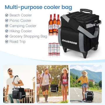 DAUSROOB Insulated Rolling Cooler Bag for Outdoor Adventures