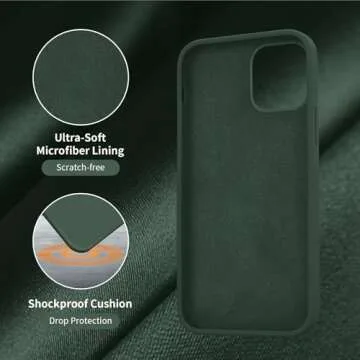 Cordking Designed for iPhone 12 Case, Designed for iPhone 12 Pro Case, Silicone Shockproof Phone Case with [Soft Anti-Scratch Microfiber Lining] 6.1 inch, Alpine Green