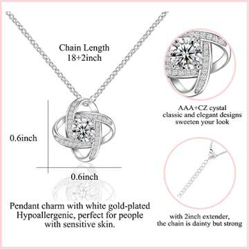 JOGDIAM Valentines Gifts for Her Girlfriend Necklace Romantic Love Knot Necklace Jewelry Birthday Gifts for Her Girlfriend from Boyfriend