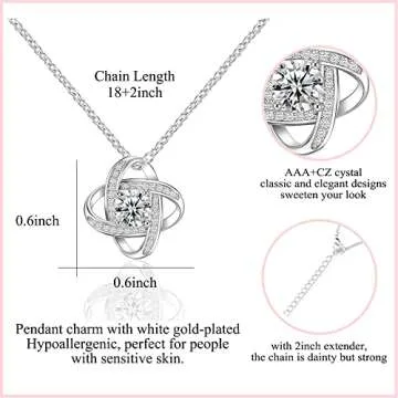 JOGDIAM Valentines Gifts for Her Girlfriend Necklace Romantic Love Knot Necklace Jewelry Birthday Gifts for Her Girlfriend from Boyfriend