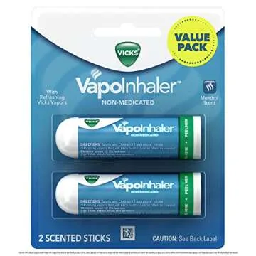 Vicks VapoInhaler, On-The-Go Portable Nasal Inhaler, Non-Medicated, with Refreshing Vapors, Menthol ...