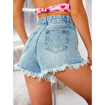 DYLISEA Women’s Stylish High Waisted Jean Shorts