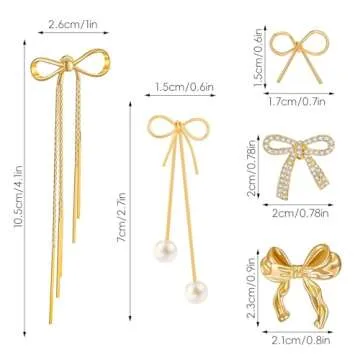 Charming 5 Pairs Gold Bow Earrings for Women Gift Set
