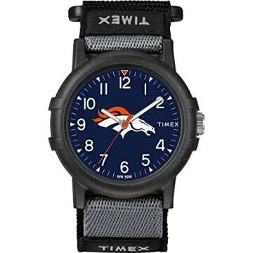 Timex NFL Recruit 38mm Denver Broncos Watch – Adjustable Black Fabric Strap
