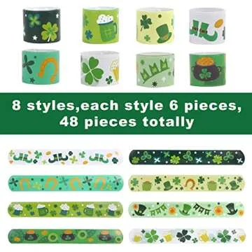 St. Patrick's Day Slap Bracelets - 48 Pieces for Parties