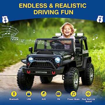 LIGIANT L8 Ride On Car, 12V Kids Electric Car w/Remote Control, 2 Seater, Spring Suspension, Bluetooth Speaker, Multi Music Modes, 3 Speeds, LED Lights, Xmas & Birthday Gift Ideas for Kids Ages 3+