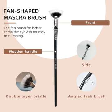 Mascara Fan Brush, Lash Wand Brush, Angled Fan Shaped Eyelash Brush for Upper and Lower Lashes, Mascara Brushes No Smearing Clumping.