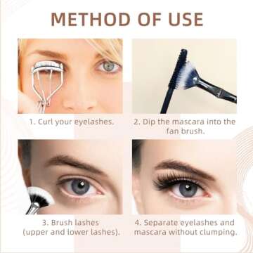 Mascara Fan Brush, Lash Wand Brush, Angled Fan Shaped Eyelash Brush for Upper and Lower Lashes, Mascara Brushes No Smearing Clumping.