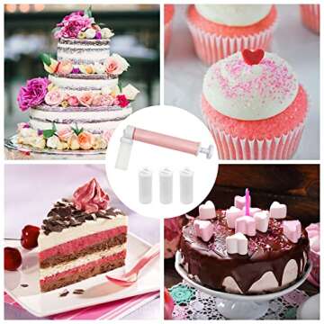 Manual Airbrush for Decorating Cakes,DIY Baking Cake Airbrush Pump Decorating Tools Cakes spray gun kit for Kitchen Cupcakes Cookies and Desserts Decorating(Pink)